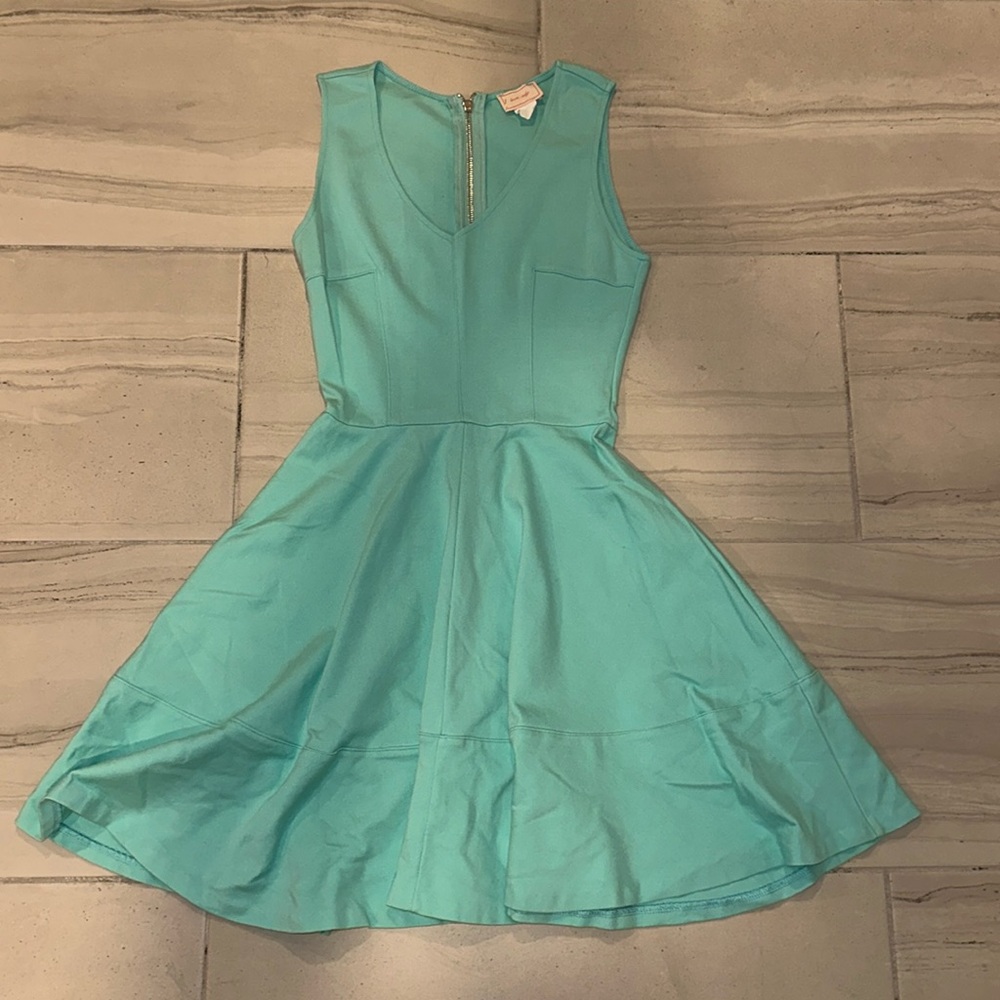 Love…ady Turquoise Pleated Flared Dress